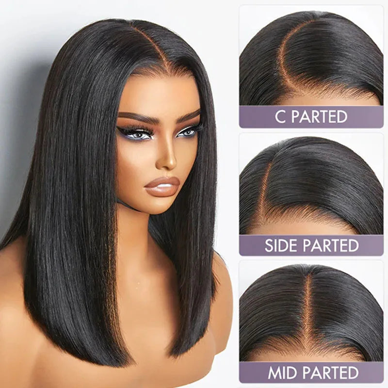 Silky Blunt Cut Silk Base Lace Wigs