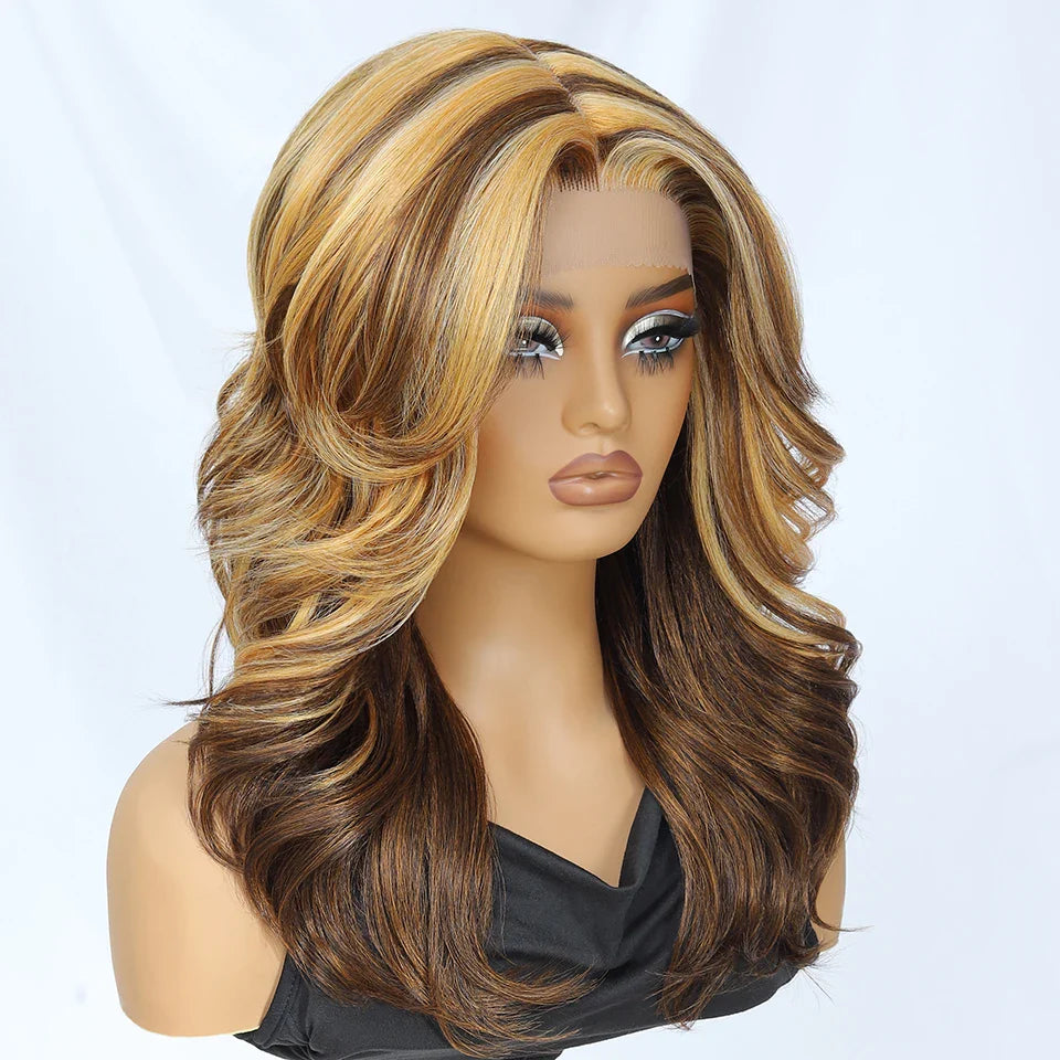 Layered Bangs Red Synthetic Part Lace Wig