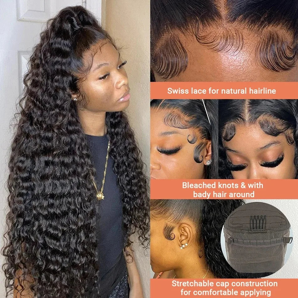 Curly Deep Wave HD Transparent Lace Frontal Wig