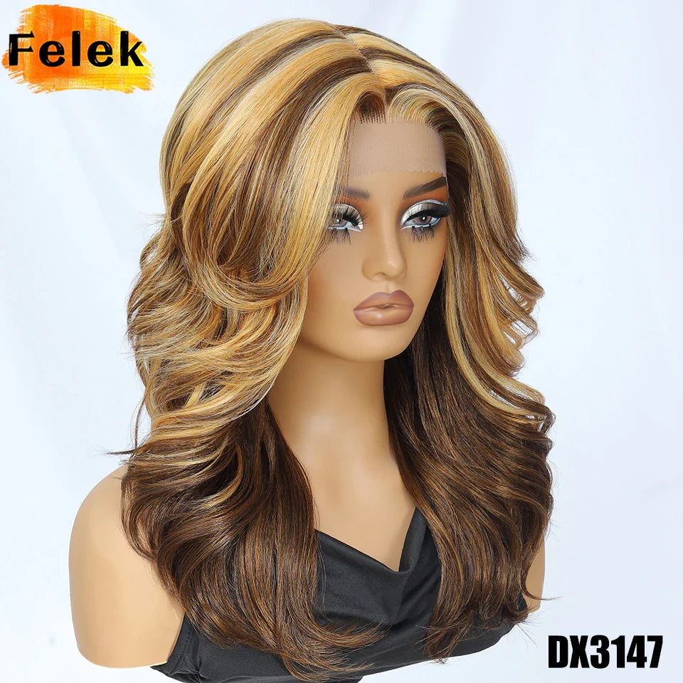 Layered Bangs Red Synthetic Part Lace Wig