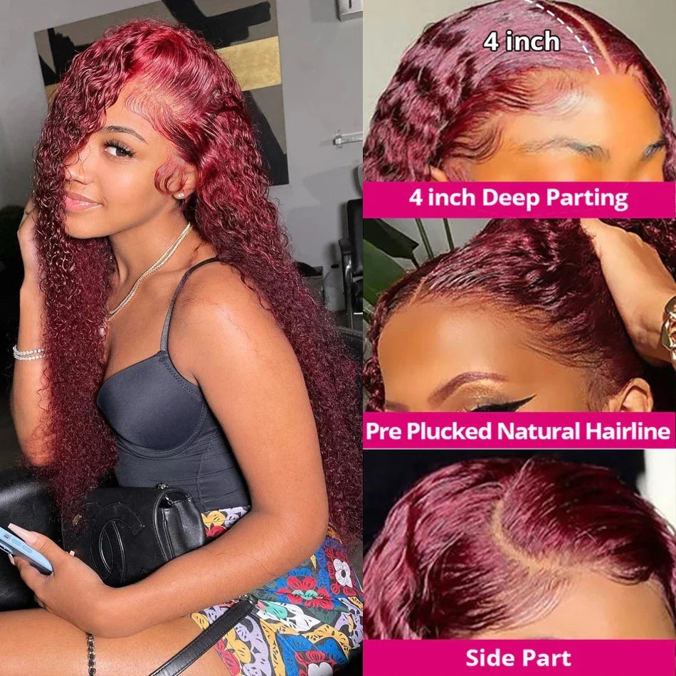 Water Wave Burgundy Hair Wigs
