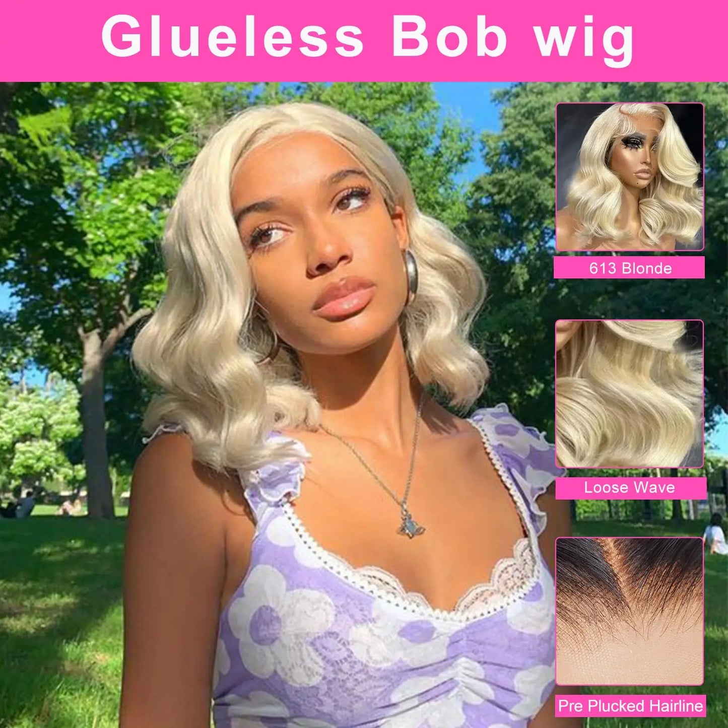 Blonde Short Wave Bob Silk Base Lace Wigs