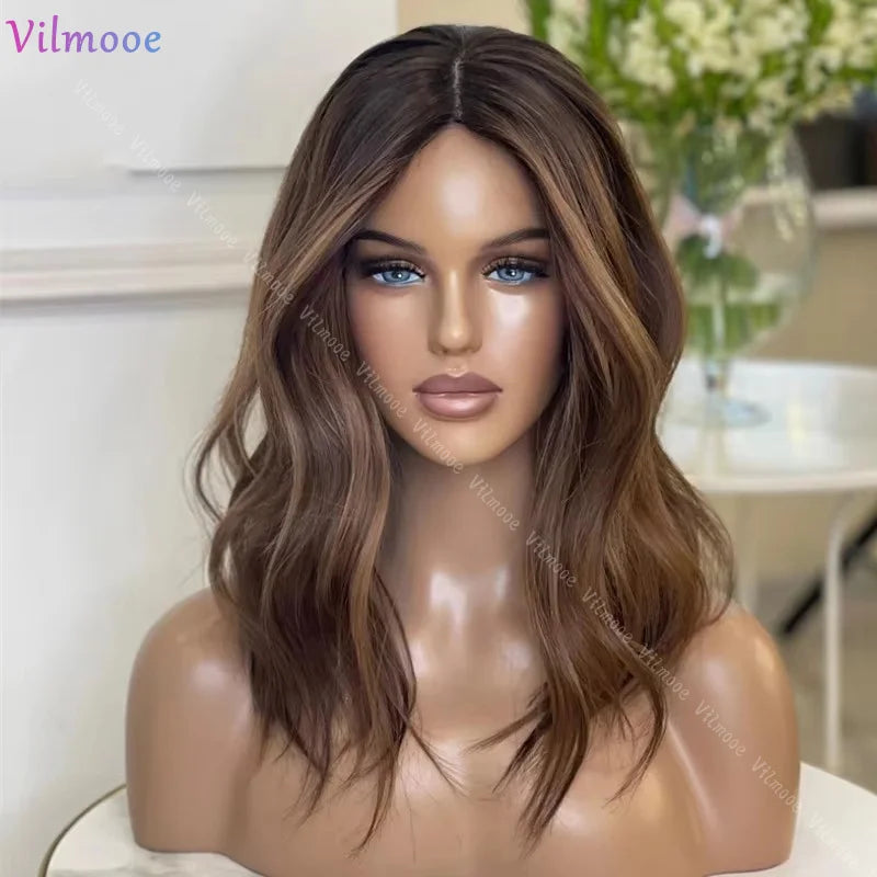 Highlight Brown Short BOB Glueless Silk Base Lace Wigs